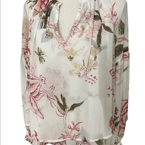 Lucky brand womens long sleeve printed peasant top ruffle details size Medium - Picture 4 of 14